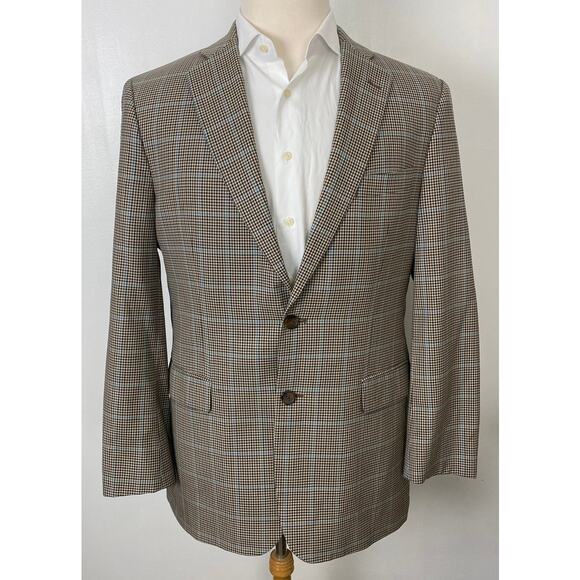 Men Brooks Brothers Madison houndstooth plaid 2-button wool blazer jacket, 41R - Picture 1 of 7